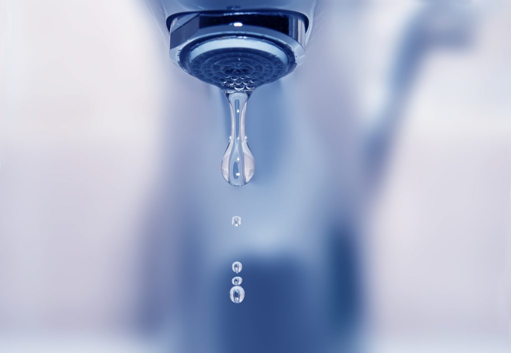 Falling water drop